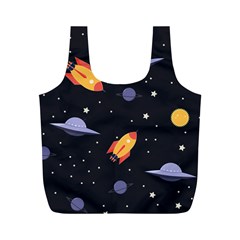 Cosmos Rocket Spaceships Ufo Full Print Recycle Bag (m) by Wegoenart