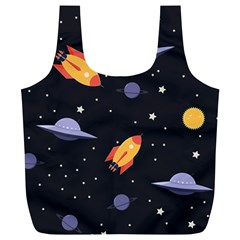 Cosmos Rocket Spaceships Ufo Full Print Recycle Bag (xl) by Wegoenart