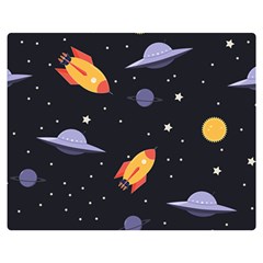 Cosmos Rocket Spaceships Ufo Double Sided Flano Blanket (medium)  by Wegoenart