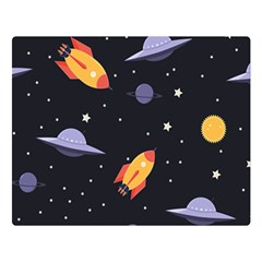 Cosmos Rocket Spaceships Ufo Double Sided Flano Blanket (large)  by Wegoenart