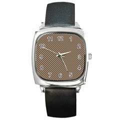 Brown Square Squares Template Background Diamond Pattern Square Metal Watch by Wegoenart