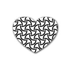 Background Monochrome Geometric Rubber Heart Coaster (4 Pack) by Wegoenart