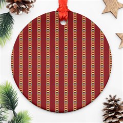 Illustration Template Background Red Strip Ornament (round) by Wegoenart