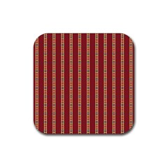 Illustration Template Background Red Strip Rubber Coaster (square) by Wegoenart