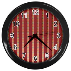 Illustration Template Background Red Strip Wall Clock (black) by Wegoenart