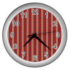 Illustration Template Background Red Strip Wall Clock (silver) by Wegoenart