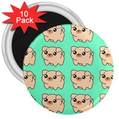 Puppy Pattern Wallpaper Dog Pet 3  Magnets (10 pack) 