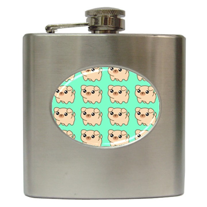 Puppy Pattern Wallpaper Dog Pet Hip Flask (6 oz)