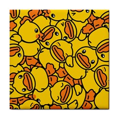 Illustration Duck Cartoon Background Pattern Tile Coaster by Wegoenart