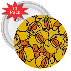 Illustration Duck Cartoon Background Pattern 3  Buttons (10 Pack)  by Wegoenart