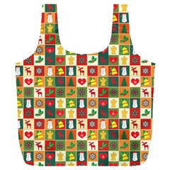 Illustration Template Christmas Pattern Full Print Recycle Bag (xxl)