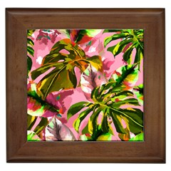 Illustration Paintimg Paint Monstera Leave Leaf Plant Green Framed Tile by Wegoenart