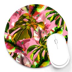 Illustration Paintimg Paint Monstera Leave Leaf Plant Green Round Mousepads by Wegoenart