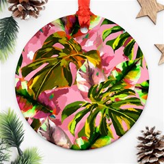 Illustration Paintimg Paint Monstera Leave Leaf Plant Green Ornament (round) by Wegoenart