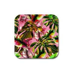 Illustration Paintimg Paint Monstera Leave Leaf Plant Green Rubber Square Coaster (4 Pack) by Wegoenart