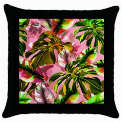 Illustration Paintimg Paint Monstera Leave Leaf Plant Green Throw Pillow Case (black) by Wegoenart