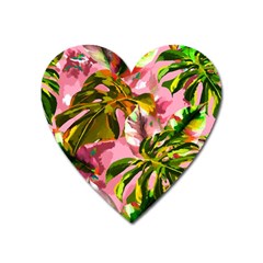 Illustration Paintimg Paint Monstera Leave Leaf Plant Green Heart Magnet by Wegoenart