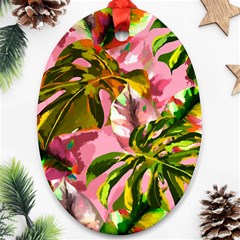 Illustration Paintimg Paint Monstera Leave Leaf Plant Green Oval Ornament (two Sides) by Wegoenart