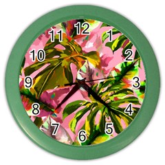 Illustration Paintimg Paint Monstera Leave Leaf Plant Green Color Wall Clock by Wegoenart