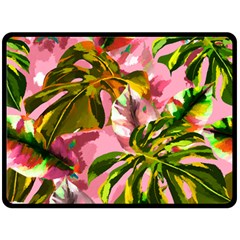 Illustration Paintimg Paint Monstera Leave Leaf Plant Green Fleece Blanket (large) 