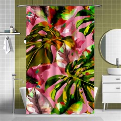 Illustration Paintimg Paint Monstera Leave Leaf Plant Green Shower Curtain 48  X 72  (small)  by Wegoenart