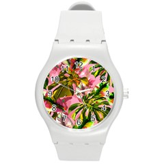 Illustration Paintimg Paint Monstera Leave Leaf Plant Green Round Plastic Sport Watch (m) by Wegoenart