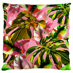 Illustration Paintimg Paint Monstera Leave Leaf Plant Green Large Cushion Case (one Side) by Wegoenart