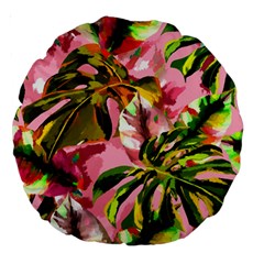 Illustration Paintimg Paint Monstera Leave Leaf Plant Green Large 18  Premium Round Cushions by Wegoenart