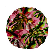 Illustration Paintimg Paint Monstera Leave Leaf Plant Green Standard 15  Premium Flano Round Cushions by Wegoenart