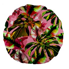 Illustration Paintimg Paint Monstera Leave Leaf Plant Green Large 18  Premium Flano Round Cushions by Wegoenart