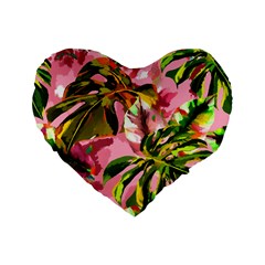 Illustration Paintimg Paint Monstera Leave Leaf Plant Green Standard 16  Premium Flano Heart Shape Cushions by Wegoenart