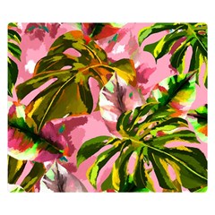 Illustration Paintimg Paint Monstera Leave Leaf Plant Green Double Sided Flano Blanket (small)  by Wegoenart