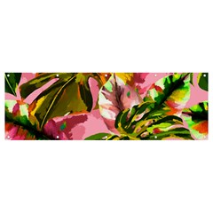 Illustration Paintimg Paint Monstera Leave Leaf Plant Green Banner And Sign 12  X 4  by Wegoenart