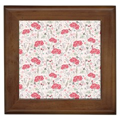 Illustration Flowers Pattern Wallpaper Floral Framed Tile by Wegoenart