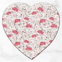 Illustration Flowers Pattern Wallpaper Floral Jigsaw Puzzle (heart) by Wegoenart