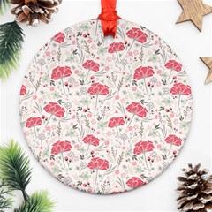 Illustration Flowers Pattern Wallpaper Floral Round Ornament (two Sides)