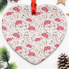 Illustration Flowers Pattern Wallpaper Floral Heart Ornament (two Sides) by Wegoenart