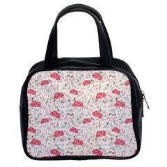 Illustration Flowers Pattern Wallpaper Floral Classic Handbag (two Sides) by Wegoenart