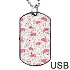 Illustration Flowers Pattern Wallpaper Floral Dog Tag Usb Flash (two Sides) by Wegoenart