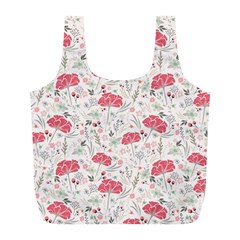 Illustration Flowers Pattern Wallpaper Floral Full Print Recycle Bag (l) by Wegoenart