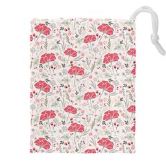 Illustration Flowers Pattern Wallpaper Floral Drawstring Pouch (5xl) by Wegoenart