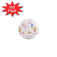 Chicken Dog Flower Sun Pattern 1  Mini Magnets (100 Pack)  by Sudhe