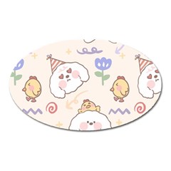 Chicken Dog Flower Sun Pattern Oval Magnet by Sudhe