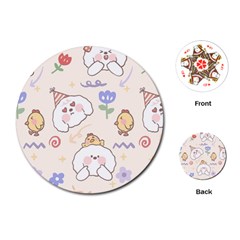 Chicken Dog Flower Sun Pattern Playing Cards Single Design (round)