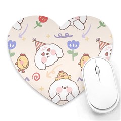 Chicken Dog Flower Sun Pattern Heart Mousepads by Sudhe