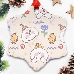 Chicken Dog Flower Sun Pattern Snowflake Ornament (two Sides)