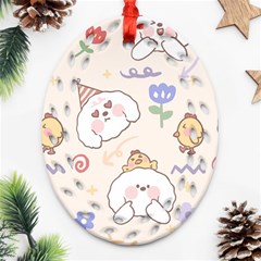 Chicken Dog Flower Sun Pattern Ornament (oval Filigree)