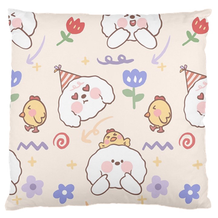 Chicken Dog Flower Sun Pattern Large Cushion Case (One Side)