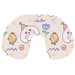 Chicken Dog Flower Sun Pattern Travel Neck Pillow by Sudhe