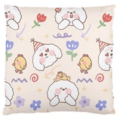 Chicken Dog Flower Sun Pattern Large Flano Cushion Case (one Side) by Sudhe